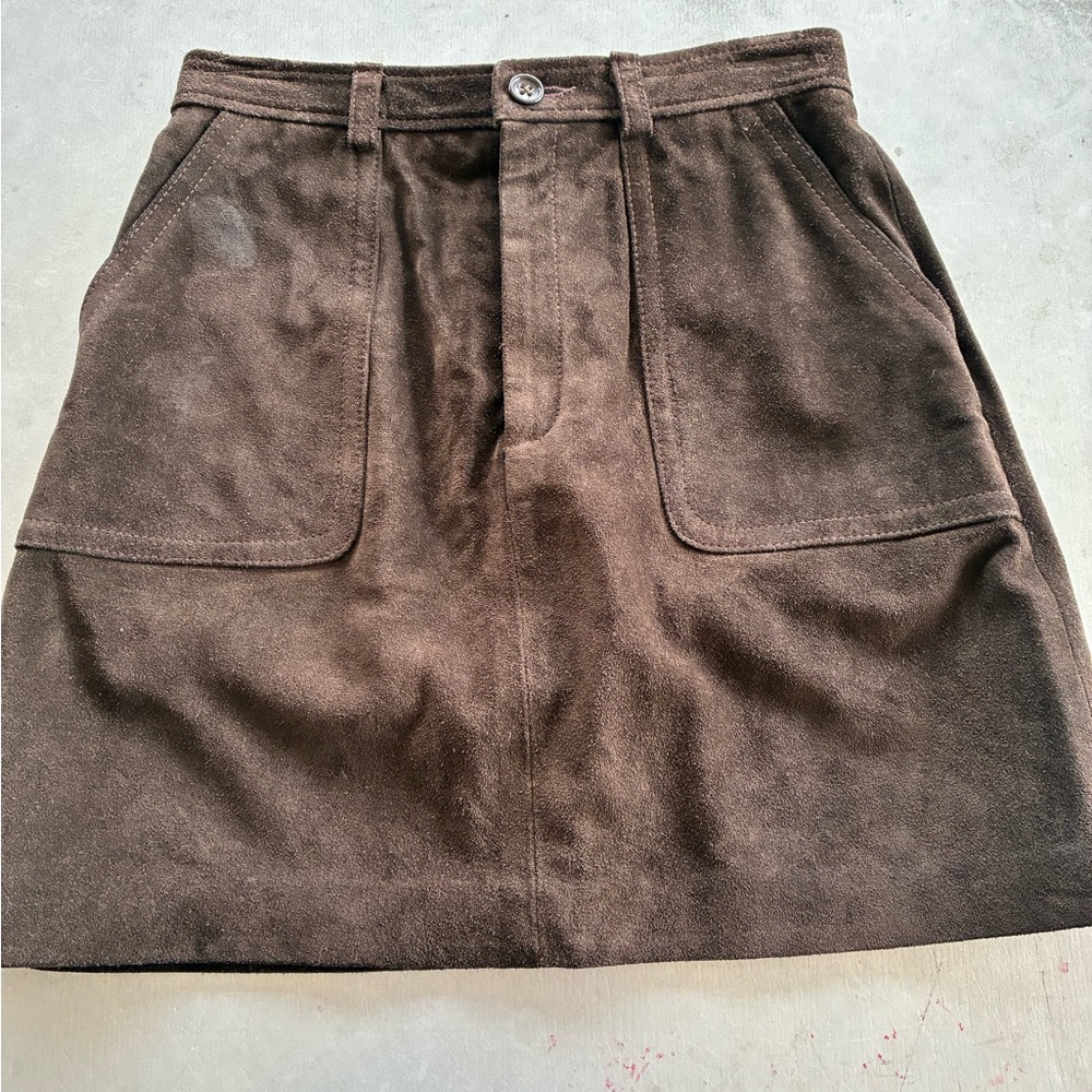 NWT Banana Republic Chocolate Suede Skirt SZ 2